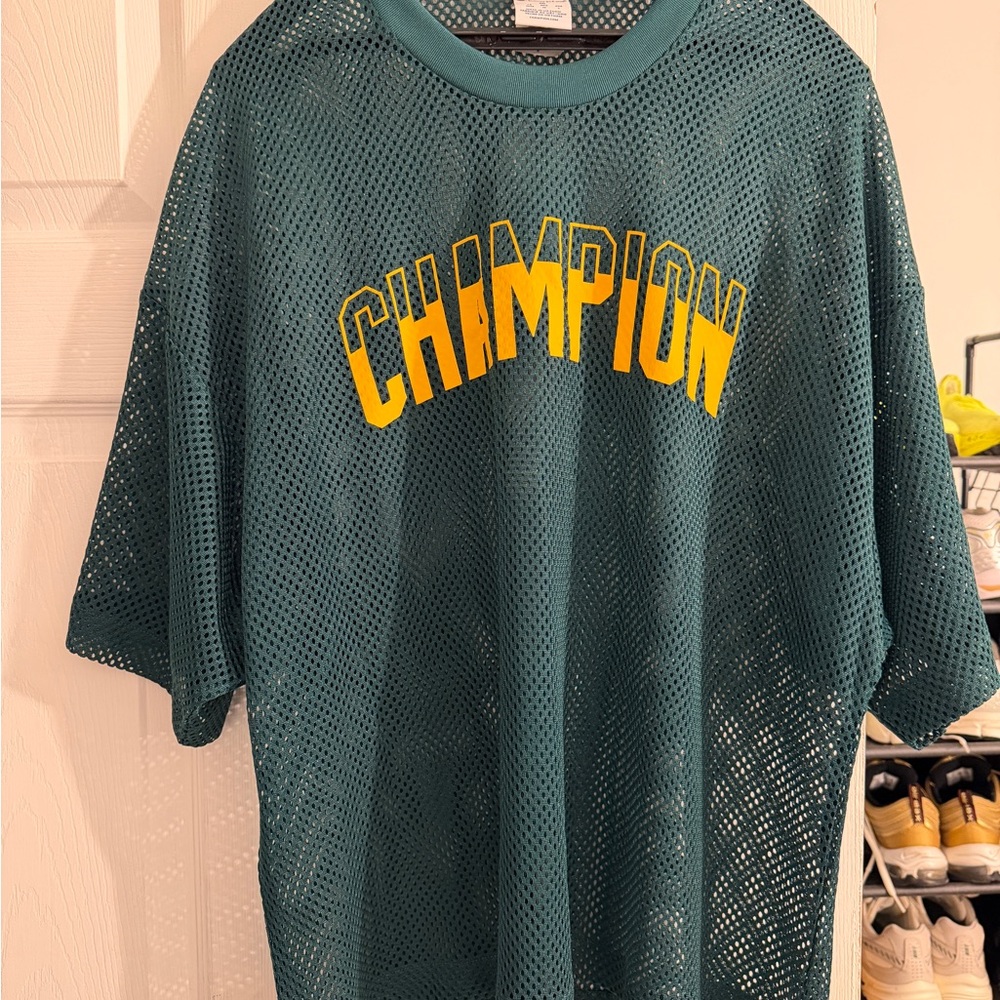 Champion Green Mesh Jersey with Yellow Logo